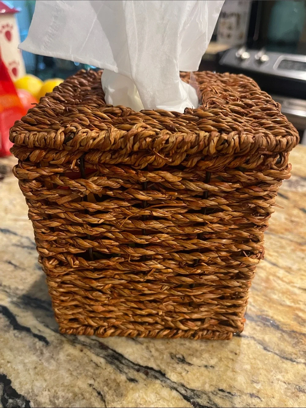 Vintage Boho Rattan Tissue Box Holder